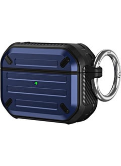 Ecosystem Compatible with Airpods Pro 1st Case Cover Rugged Armor Hard Shell Shockproof Apple Airpod Pro 1st 2019 Protective Case Replacement Support Wireless Charging Keychain (Blue)