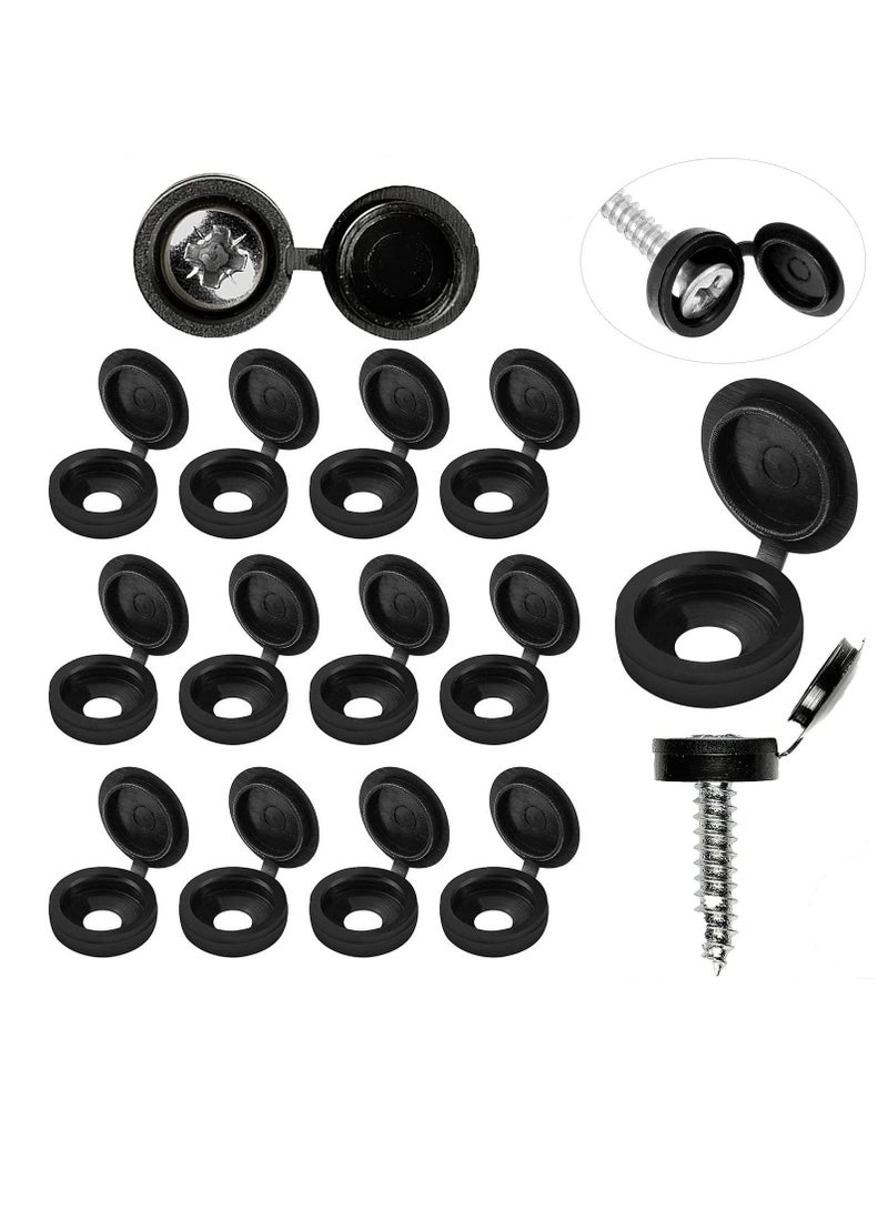 SYOSI Screw Cover Caps Hinged Plastic Fold Snap Covers Washer Flip Tops Protective Furniture Hardware Screws Decor 100 Pieces, Black - Image 1