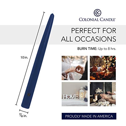 Colonial Candle NAA10.1479 Unscented Taper Candles, 10 in, Blue - Image 3