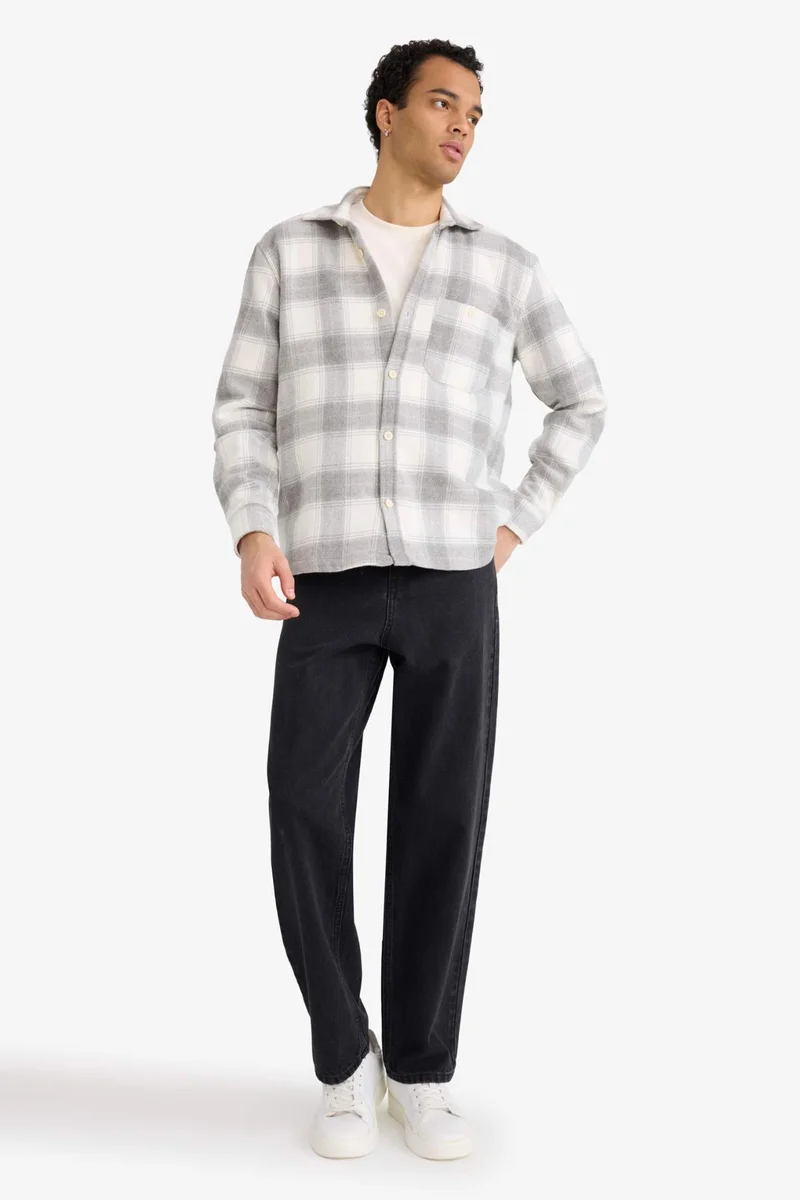 ديفاكتو Regular Fit Plaid Long Sleeve Shirt