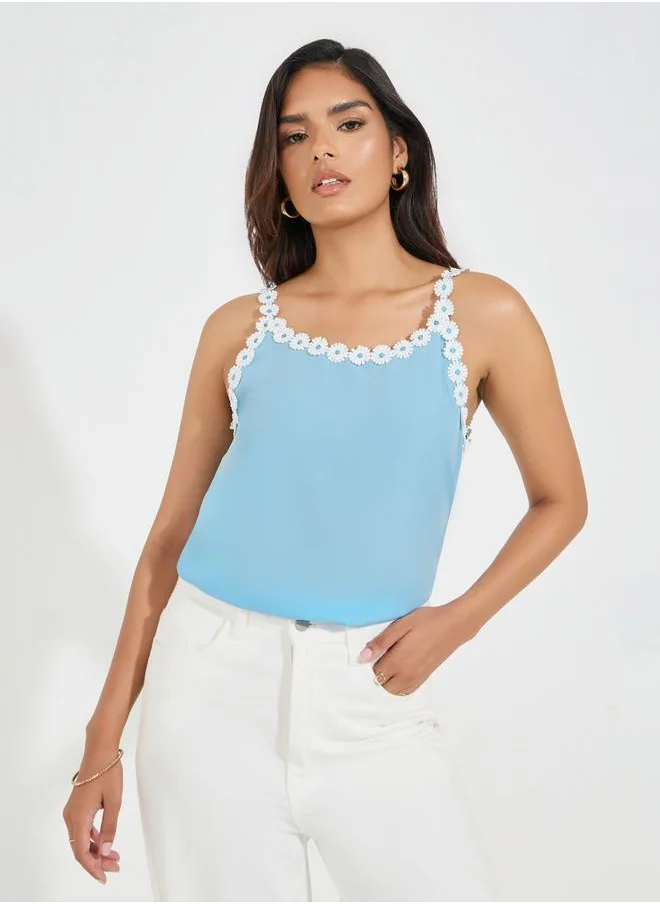 Styli Floral Border Applique Cami