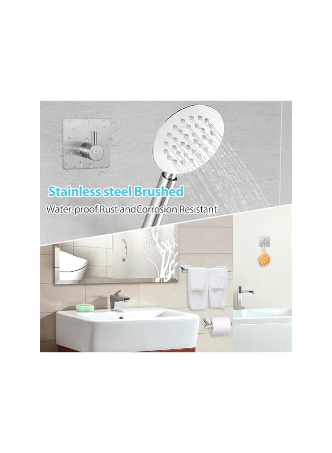 promass 7 Pieces Bathroom Hardware Set Self-Sticking, Towel Bar Set Wall Mounted, 304 Stainless Steel Brushed Towel Bar Paper Holder Accessories Set Without Nails, Towel Racks for Bathroom - Image 4