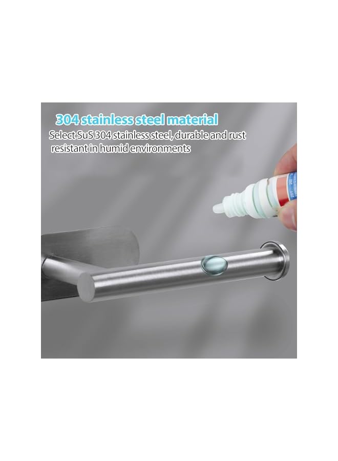 promass 7 Pieces Bathroom Hardware Set Self-Sticking, Towel Bar Set Wall Mounted, 304 Stainless Steel Brushed Towel Bar Paper Holder Accessories Set Without Nails, Towel Racks for Bathroom - Image 3