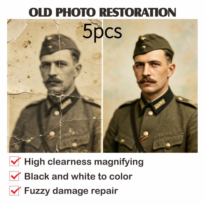 Professional Old Photo Restoration Kit 6 Inches 5 Sheets For Repair Colorization Remove Blurriness Scratches And Fading - Image 1