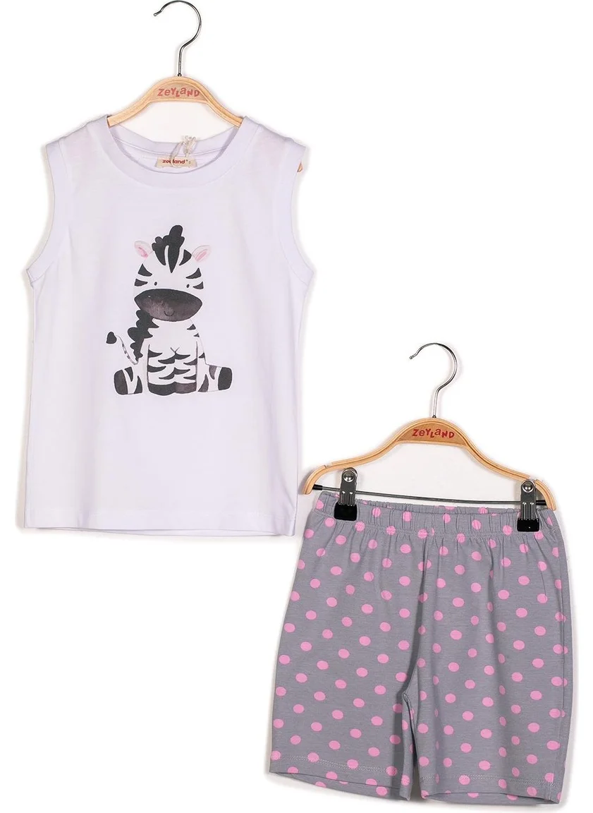 Zeyland Girls Zebra Printed Tank Top and Shorts Set