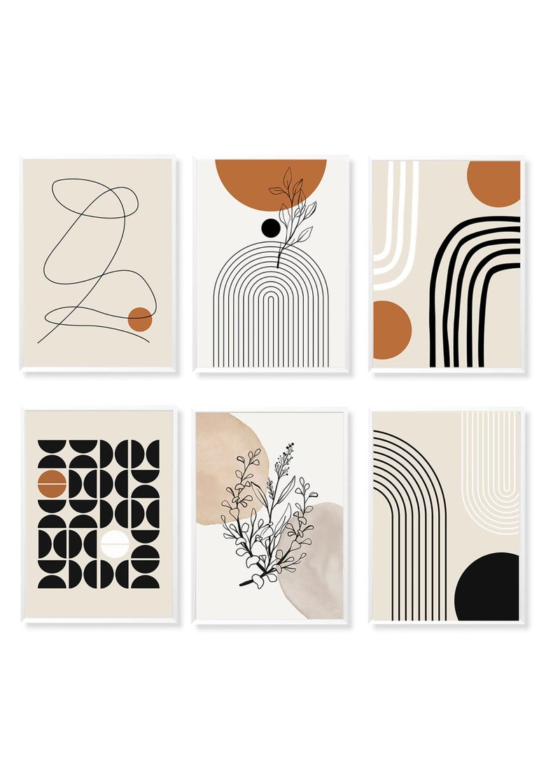 Zikra Art Wall Decor 6 Pcs Abstract Geometric Line Art Prints for Living Room, Bedroom, and Gallery Exhibition - Image 1