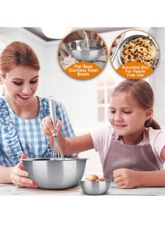 Generic Stainless Steel Mixing Bowls Set 6 Pack Stainless Steel Mixing Bowl Set Easy Clean Nesting Bowls for Space Saving Storage Great for Cooking Baking Prepping (Silver)  - Image 5