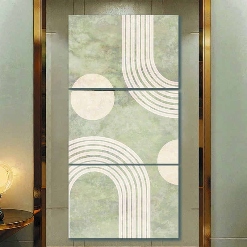 ماركتنا ثلاث لوحات قماشية بتصميم مودرن مع برواز مجوف مقاس (90×40) ثلاث قطع - Image 1