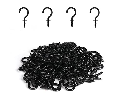 RELBRO 1/2 Inch Small Screw Hooks, Mini Metal Twist in Hooks, Black, 100 Pcs - Image 1