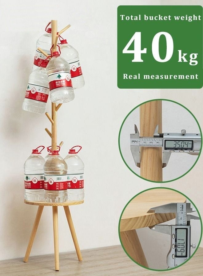MIXDE 8-Hook Wooden Coat Rack Freestanding with Storage Table  - Image 3