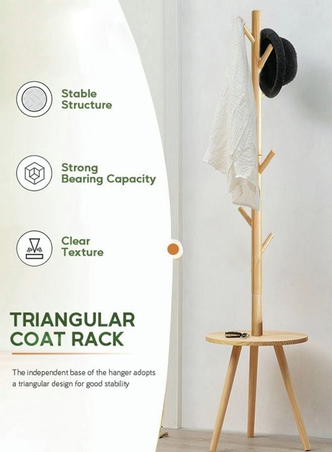MIXDE 8-Hook Wooden Coat Rack Freestanding with Storage Table  - Image 2