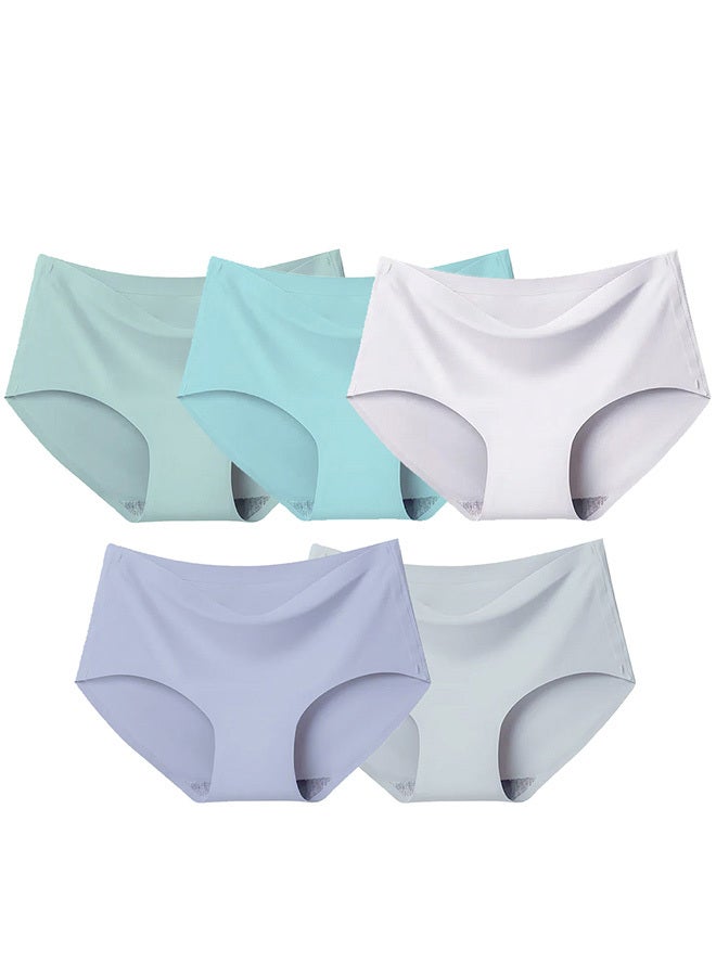 5 Packs Women's Small Size Underwear Silk Women Lingerie Seamless Women High Rise Underwear Multicolour /L(waist 64-72/Weight 55~65kg) - Image 2