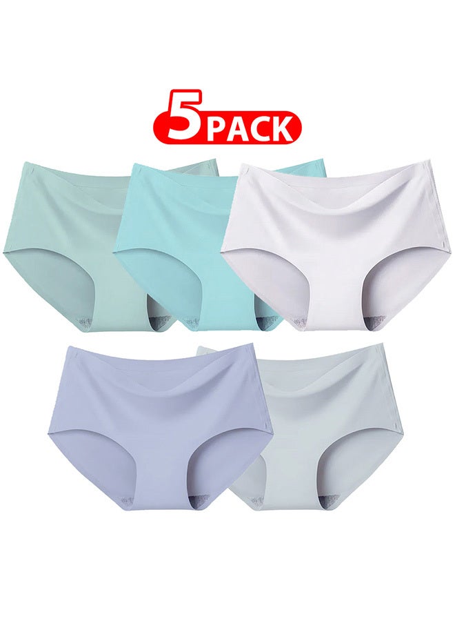 5 Packs Women's Small Size Underwear Silk Women Lingerie Seamless Women High Rise Underwear Multicolour /L(waist 64-72/Weight 55~65kg) - Image 1