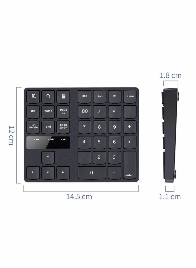 SYOSI Numeric Keypad, Ultra-Silent External Numeric Pad,USB Rechargeable Number Pad Keyboard with 35 Keys for Ma cbook,Android, Windows(Black) - Image 2