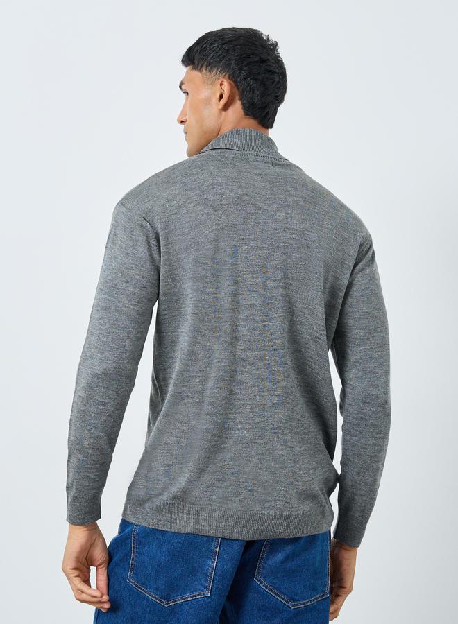 ستايلي سويتر رمادي برقبة عالية - Image 4