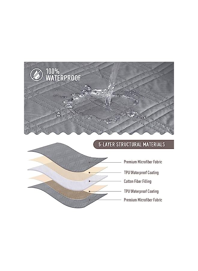 The Bros 100% Waterproof Couch Cushion Cover Reversible Sofa Seat Cover for Dogs Pets Chaise Couch Cover for Sectional Sofa U Shape Couch Furniture Protector Sofa Slipcover(Sofa, Light Gray) - Image 3