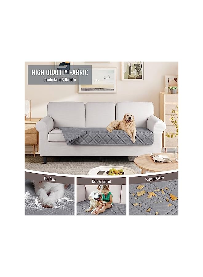 The Bros 100% Waterproof Couch Cushion Cover Reversible Sofa Seat Cover for Dogs Pets Chaise Couch Cover for Sectional Sofa U Shape Couch Furniture Protector Sofa Slipcover(Sofa, Light Gray) - Image 4