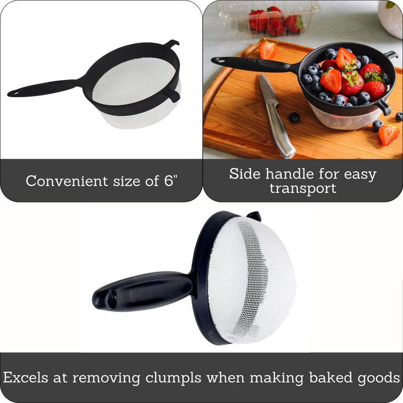 IMUSA IMU-71133W Plastic Strainer, Black, 6-Inch,1 Count (Pack of 1) - Image 2
