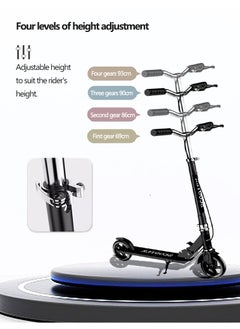 OHAHO Kick Scooter for Ages 6+ Kid Teens & Adults Max Load 330 LBS Foldable Lightweight 4 Adjustable Levels Anti Skid Wear Resistant Wheel Double Brake Design Portable Can Be Placed in The Trunk  - Image 2