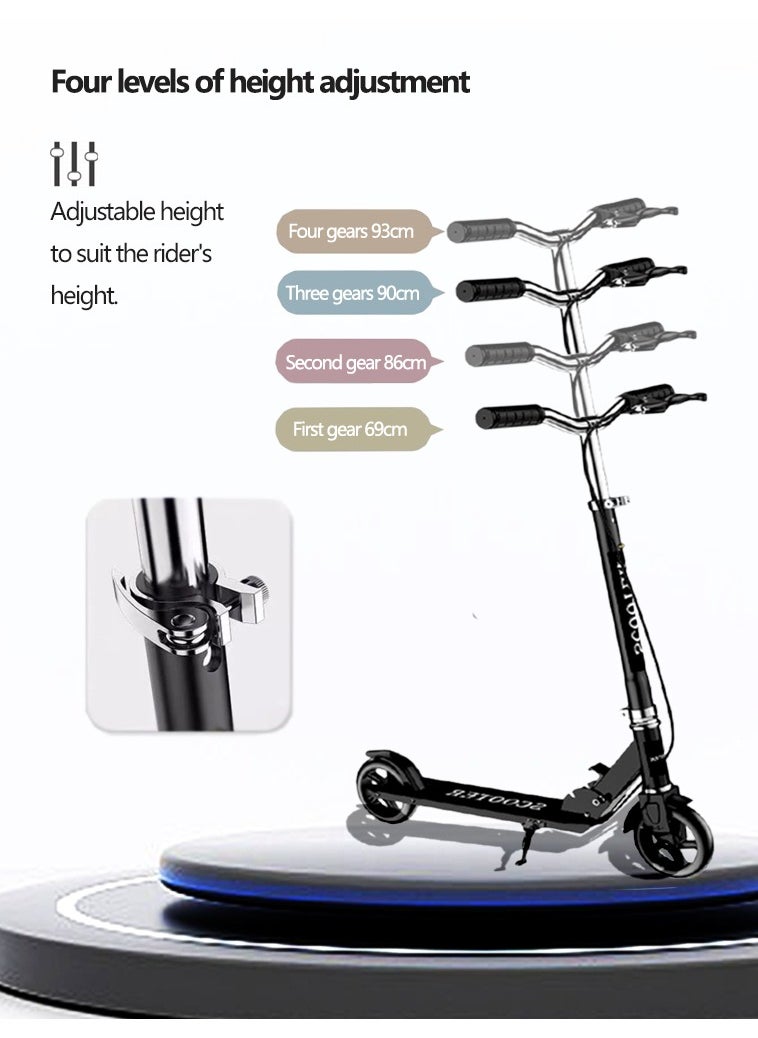 OHAHO Kick Scooter for Ages 6+ Kid Teens & Adults Max Load 330 LBS Foldable Lightweight 4 Adjustable Levels Anti Skid Wear Resistant Wheel Double Brake Design Portable Can Be Placed in The Trunk  - Image 2