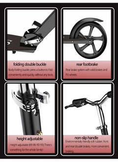 OHAHO Kick Scooter for Ages 6+ Kid Teens & Adults Max Load 330 LBS Foldable Lightweight 4 Adjustable Levels Anti Skid Wear Resistant Wheel Double Brake Design Portable Can Be Placed in The Trunk  - Image 3