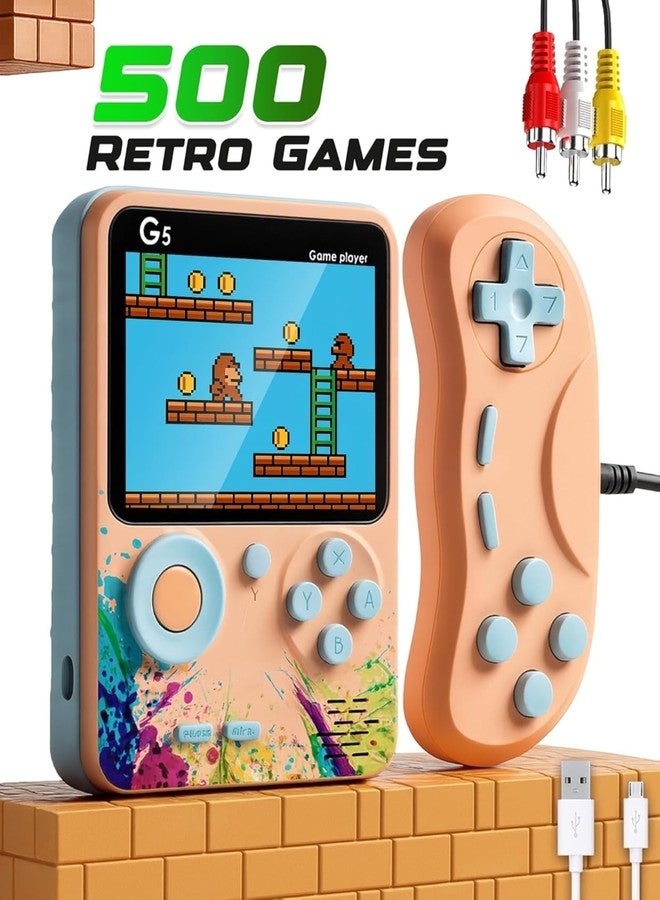 Viart Creation G5 Rechargeable Pocket Video Game for Kids 500 in 1 Retro Game Box 2 Player Console Handheld Game Box with TV Output | Toys for Boys 7-14 Years- Mix Colour - Image 2