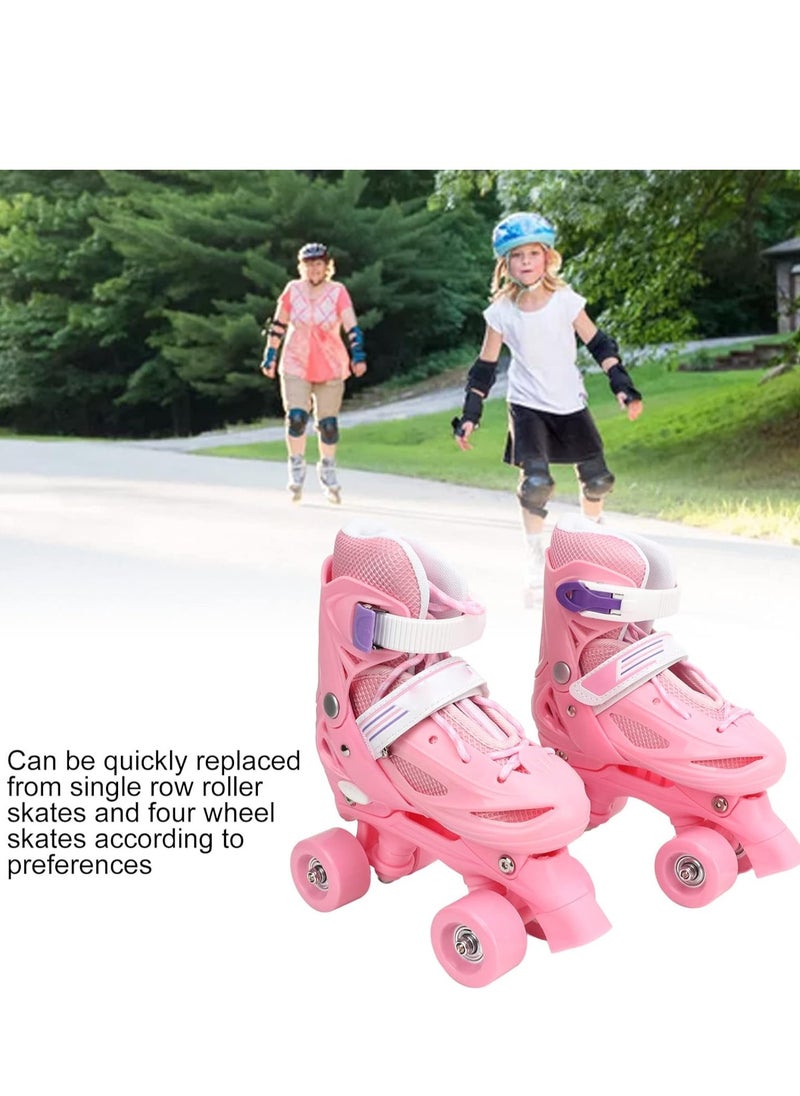 Generic Track Shoes Inline Skates Single and Double Row Adjustable Skating Shoes Roller Skates Skates Children Skates (Color : Pink)  - Image 4