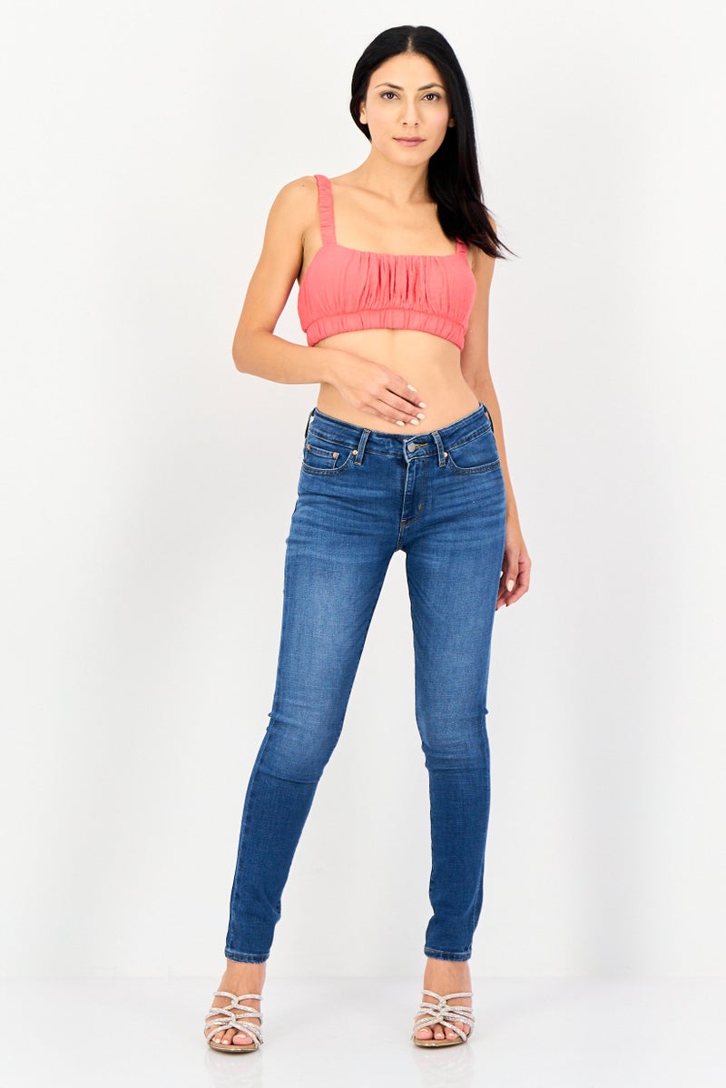 Levi's جينز ضيق للنساء، مغسول وقابل للتمدد، أزرق - Image 2