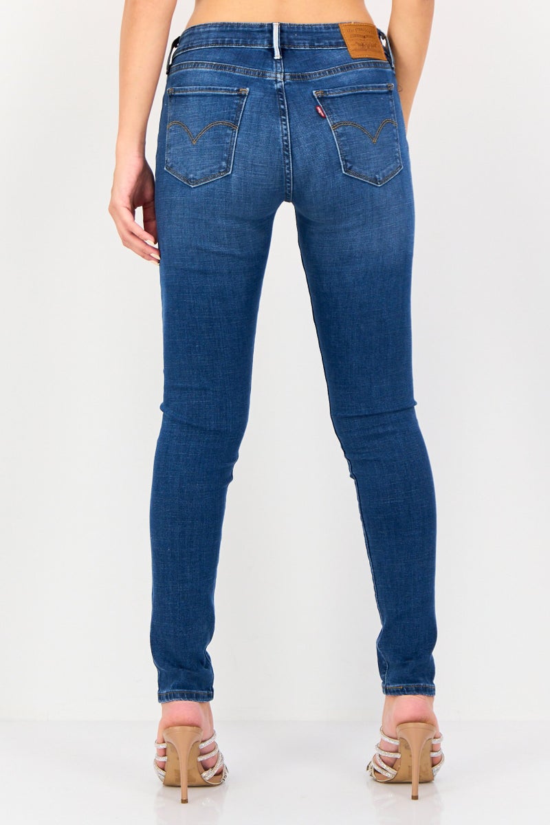 Levi's جينز ضيق للنساء، مغسول وقابل للتمدد، أزرق - Image 4