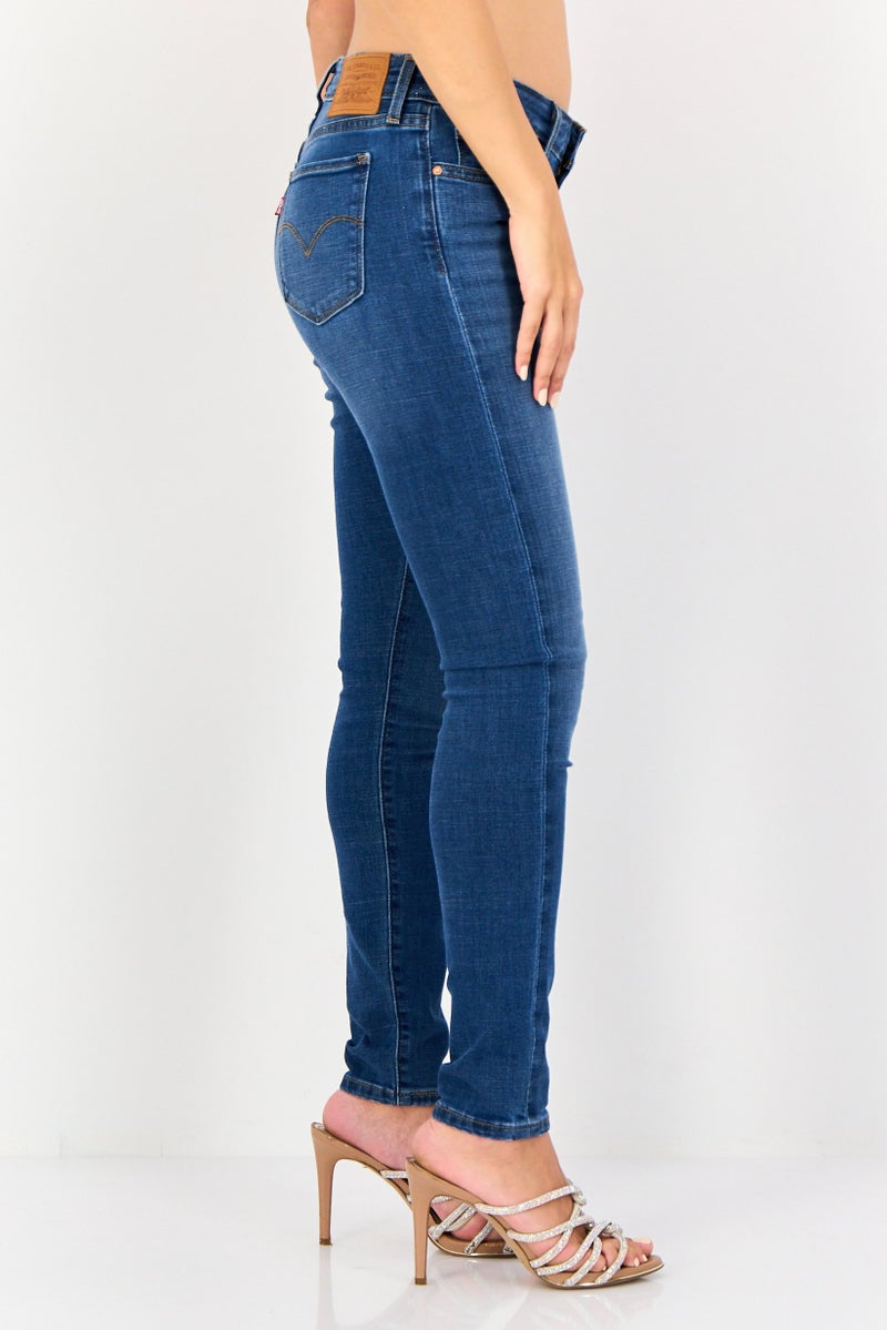 Levi's جينز ضيق للنساء، مغسول وقابل للتمدد، أزرق - Image 3