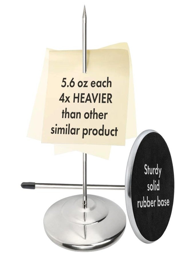COMFECTO Restaurant Receipt Holder, Stainless Steel Check Spindle with 3.2 Inch Round Base, Desk Straight Rod 6.3 Inch Long for Bill Fork Stick and Paper Memo Holder Spike, 2 Pcs - Image 1