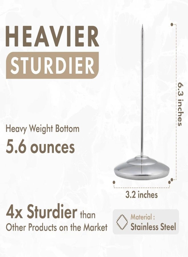 COMFECTO Restaurant Receipt Holder, Stainless Steel Check Spindle with 3.2 Inch Round Base, Desk Straight Rod 6.3 Inch Long for Bill Fork Stick and Paper Memo Holder Spike, 2 Pcs - Image 2