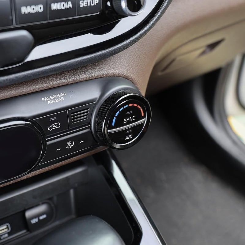 FOEVE Aluminum Alloy Air Conditioning Heater Control Knob Trim Ring (2-Piece Set) — Compatible with 2020-2025 Kia Soul Interior Trim Strips-Black - Image 5