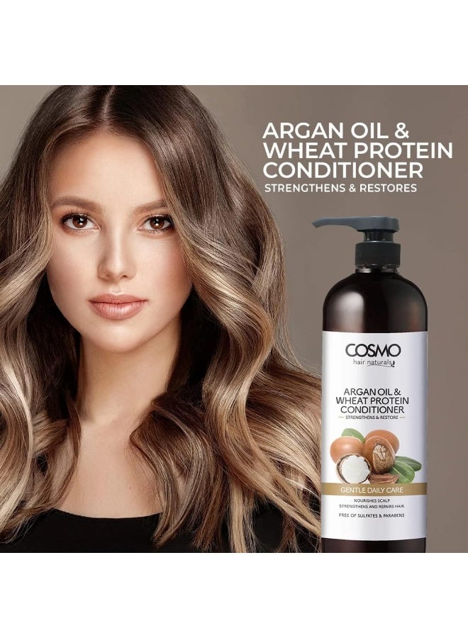 كوزمو سي دي كوزمو ديزاينز مجموعة شامبو وبلسم بزيت الارجان وبروتين القمح سعة 480مل، للرجال والنساء، خالية من الكبريتات والبارابين، عبوة 2 في 1 للعناية بالشعر، مجموعة للاستخدام اليومي من جنتل كير - Image 4