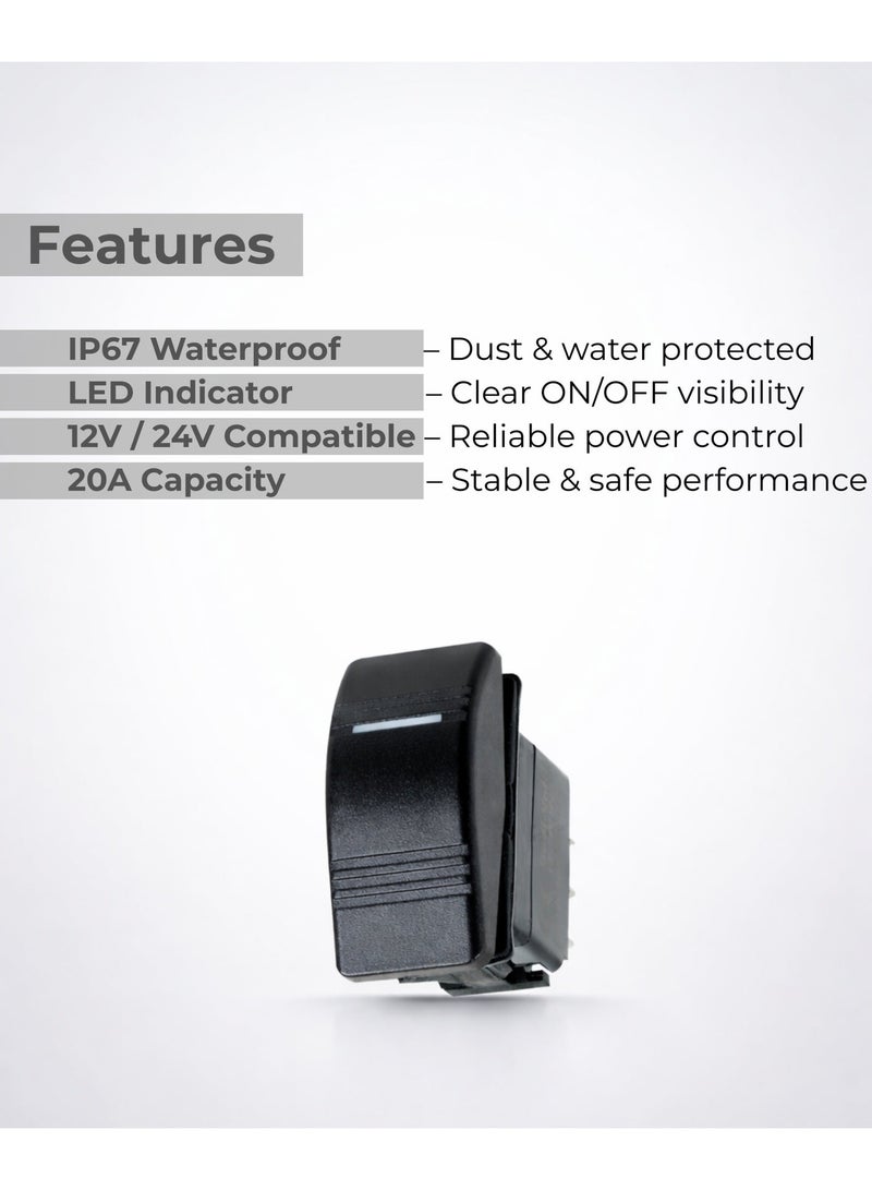 OSCULATI مفتاح مارينا R OFF-ON البحري 12/24V IP67 مقاوم للماء 20A مع مؤشر LED - Image 2