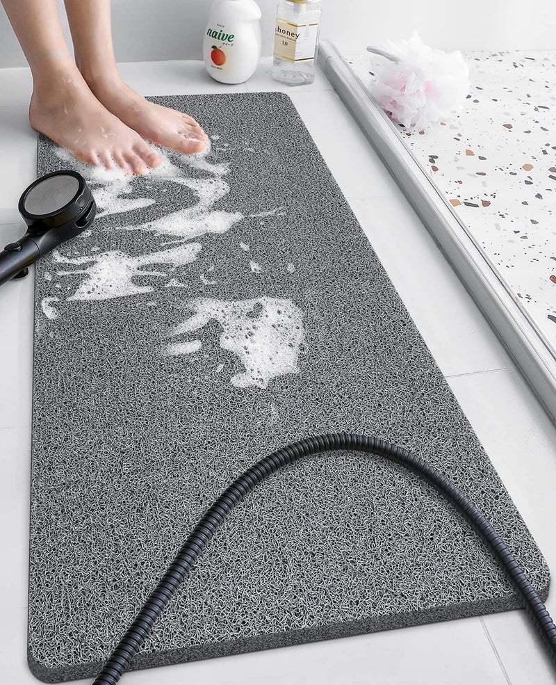 OTHWAY Shower Mat Non Slip Without Suction Cups Quick Drying Bathtub Mat Non Slip for Shower Bathroom PVC Loofah Shower Mat for Wet Areas Grey