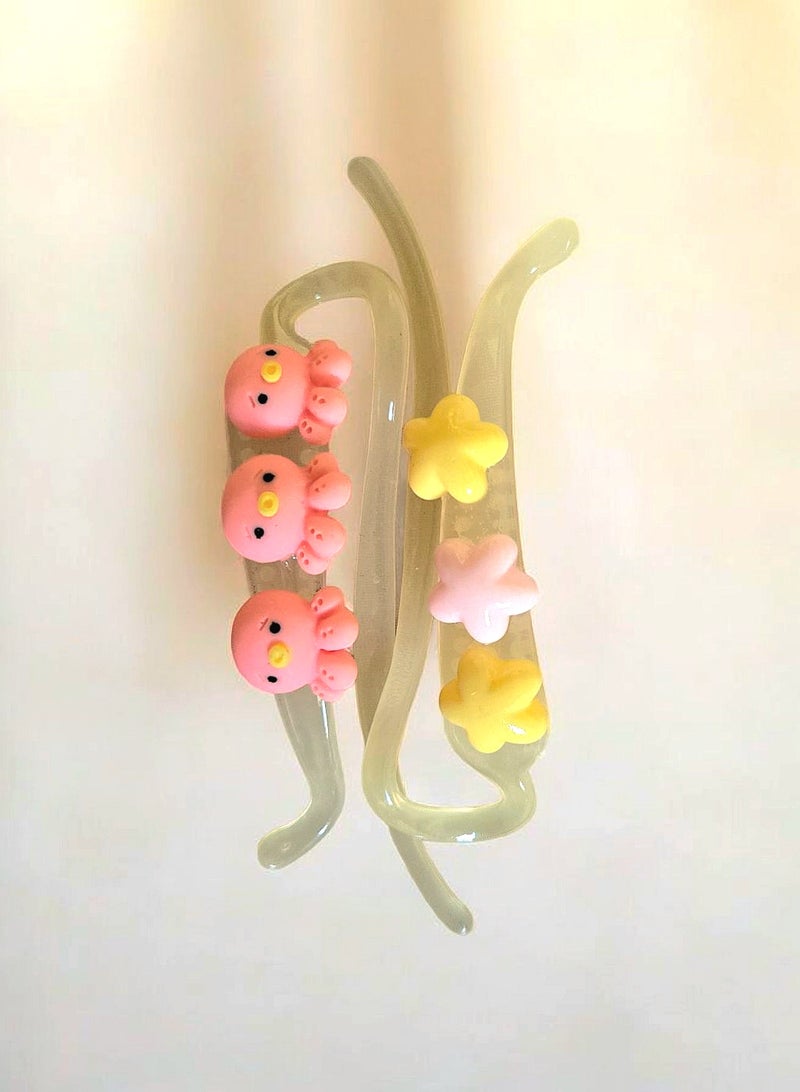 ٢ قطعة توكة شعر بنانا لتسريحة ذيل الحصان للفتيات - Image 1