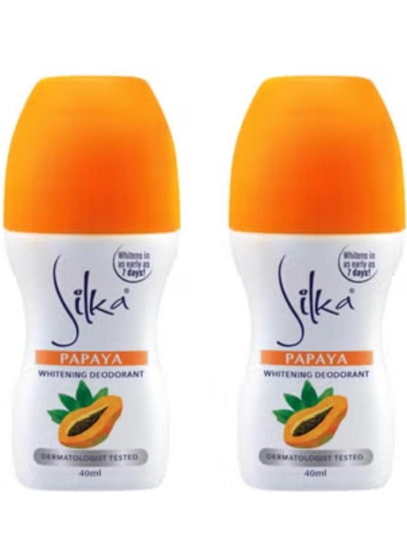 Silka Papaya Whitening Deodorant 40ml 2 Pcs