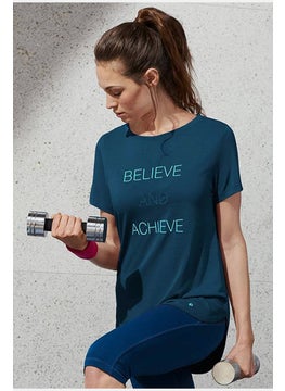 Women Short Sleeve Training T-shirt, Teal