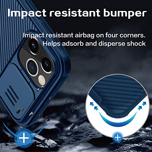 imluckies Compatible with iPhone 12 Pro Max Case with Camera Cover, Hard PC Back & Soft Bumper, Protective & Slim Fit, Camera Protection Case for iPhone 12 Pro Max 6.7" 2020-Blue - Image 4