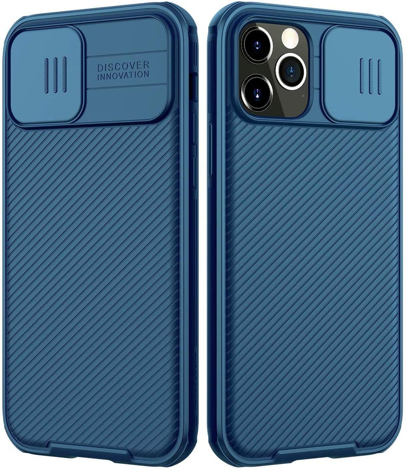 imluckies Compatible with iPhone 12 Pro Max Case with Camera Cover, Hard PC Back & Soft Bumper, Protective & Slim Fit, Camera Protection Case for iPhone 12 Pro Max 6.7" 2020-Blue - Image 1