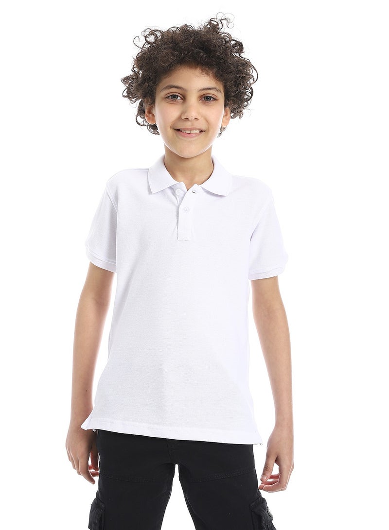 Andora Boys Elite Pique Polo shirt_White - Image 1