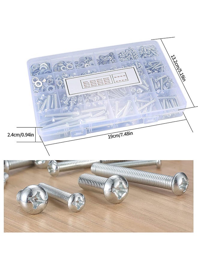GMORO 1080 Pcs Screws Bolts and Nuts Assortment Kit, Cross Pan Head Screws and Nuts and Bolts and Flat Washers, M3/M4/M5/M6 Phillips Slotted Pan Head Bolts and Nuts Sets for Industrial Household Electronic - Image 3