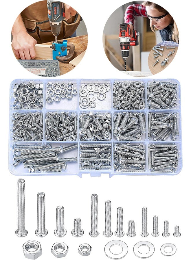GMORO 1080 Pcs Screws Bolts and Nuts Assortment Kit, Cross Pan Head Screws and Nuts and Bolts and Flat Washers, M3/M4/M5/M6 Phillips Slotted Pan Head Bolts and Nuts Sets for Industrial Household Electronic - Image 1