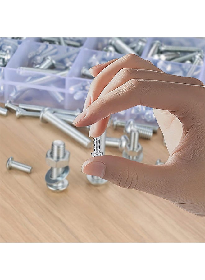 GMORO 1080 Pcs Screws Bolts and Nuts Assortment Kit, Cross Pan Head Screws and Nuts and Bolts and Flat Washers, M3/M4/M5/M6 Phillips Slotted Pan Head Bolts and Nuts Sets for Industrial Household Electronic - Image 5