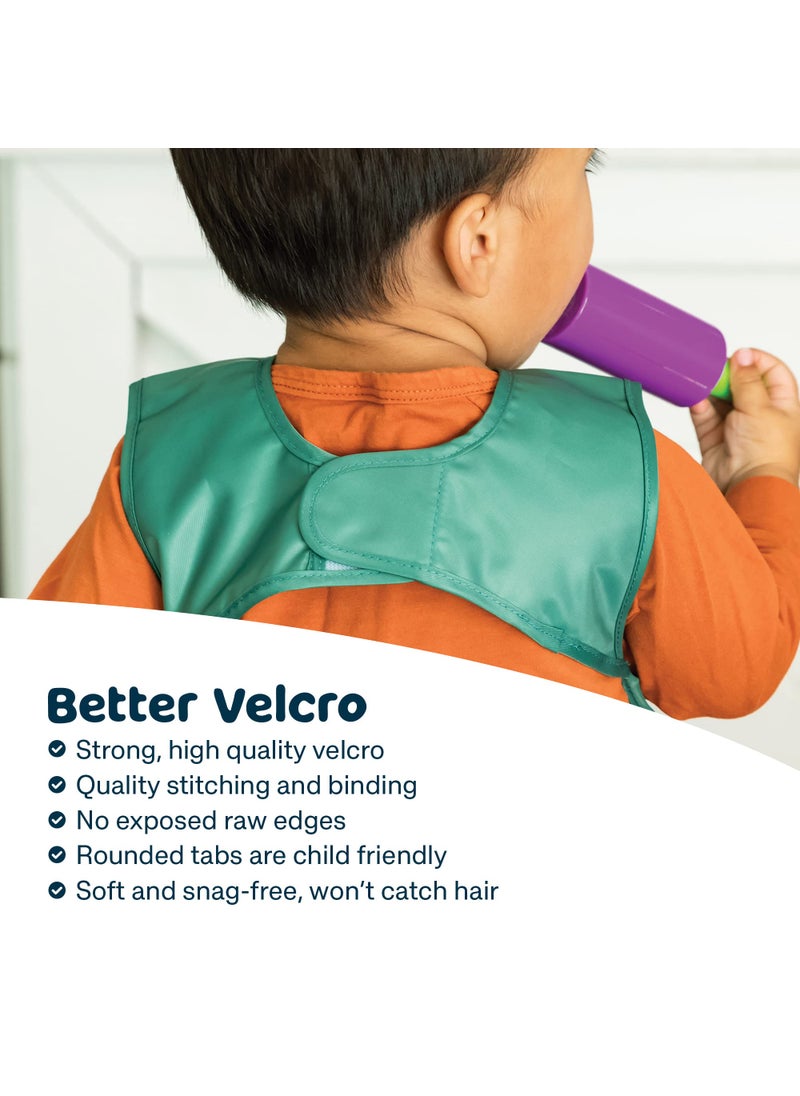 Tiny Twinkle Tiny Twinkle Mess-Proof Apron Toddler Bibs w/Tug-Proof Closure, Baby Food Bibs, 2 Pack Grey Indigo, (Small 6-24 Months)  - Image 3