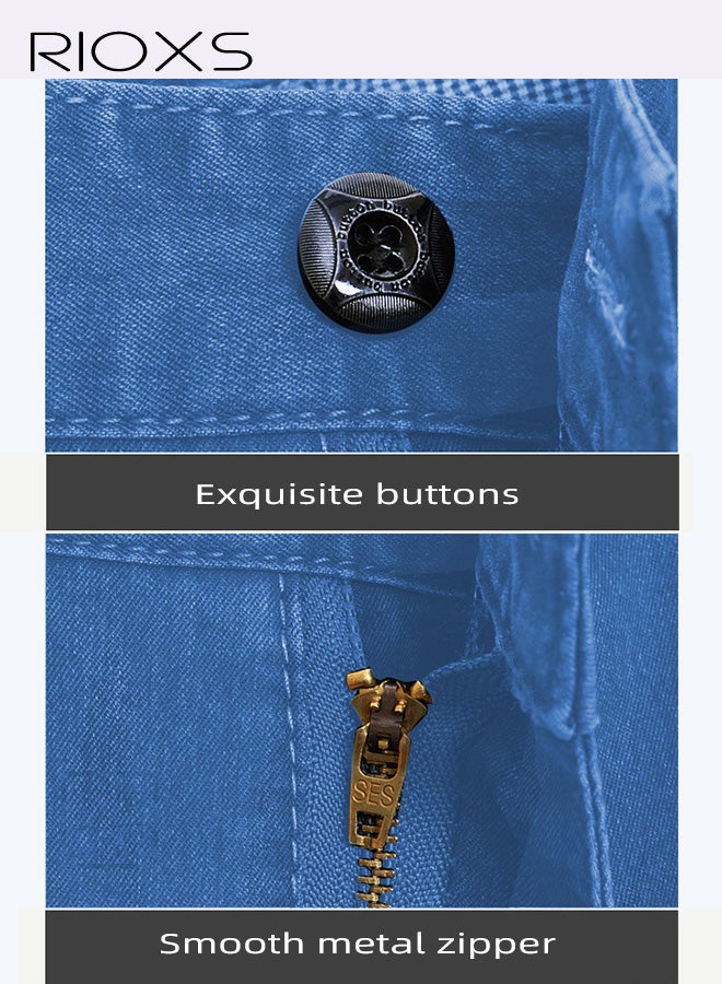 ريوكس بنطلون جينز أزرق فاتح للرجال، بنطلون جينز صيفي رقيق مغسول من الدنيم للرجال، بنطلون جينز صيفي رقيق مغسول، بنطلون رجالي فضفاض بخصر عالٍ ومريح ومناسب للأعمال، بنطلون عمل مكتبي مريح ومرن للرجال، بنطلون رجالي قابل للتمدد وقابل للتنفس، بنطلون رجالي قابل للتمدد، خزانة ملابس أساسية لربيع وصيف - Image 5