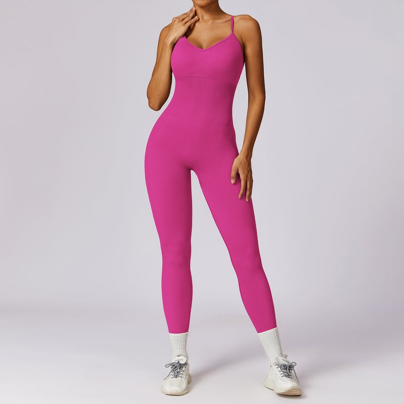 Seamless Yoga Jumpsuit for Women 7499 Rose purple  - Image 1