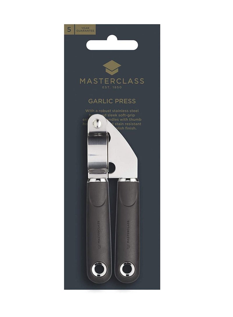 KitchenCraft Masterclass Soft-Grip Stainless Steel Garlic Press, Carded - Image 2