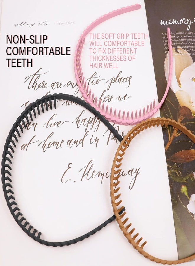 LAPOHI 10 PCS Colorful Fashion Effortless Plastic Headbands with Teeth No Slip Comb Hair Bands for Women, Men, Teen Girls - Image 4